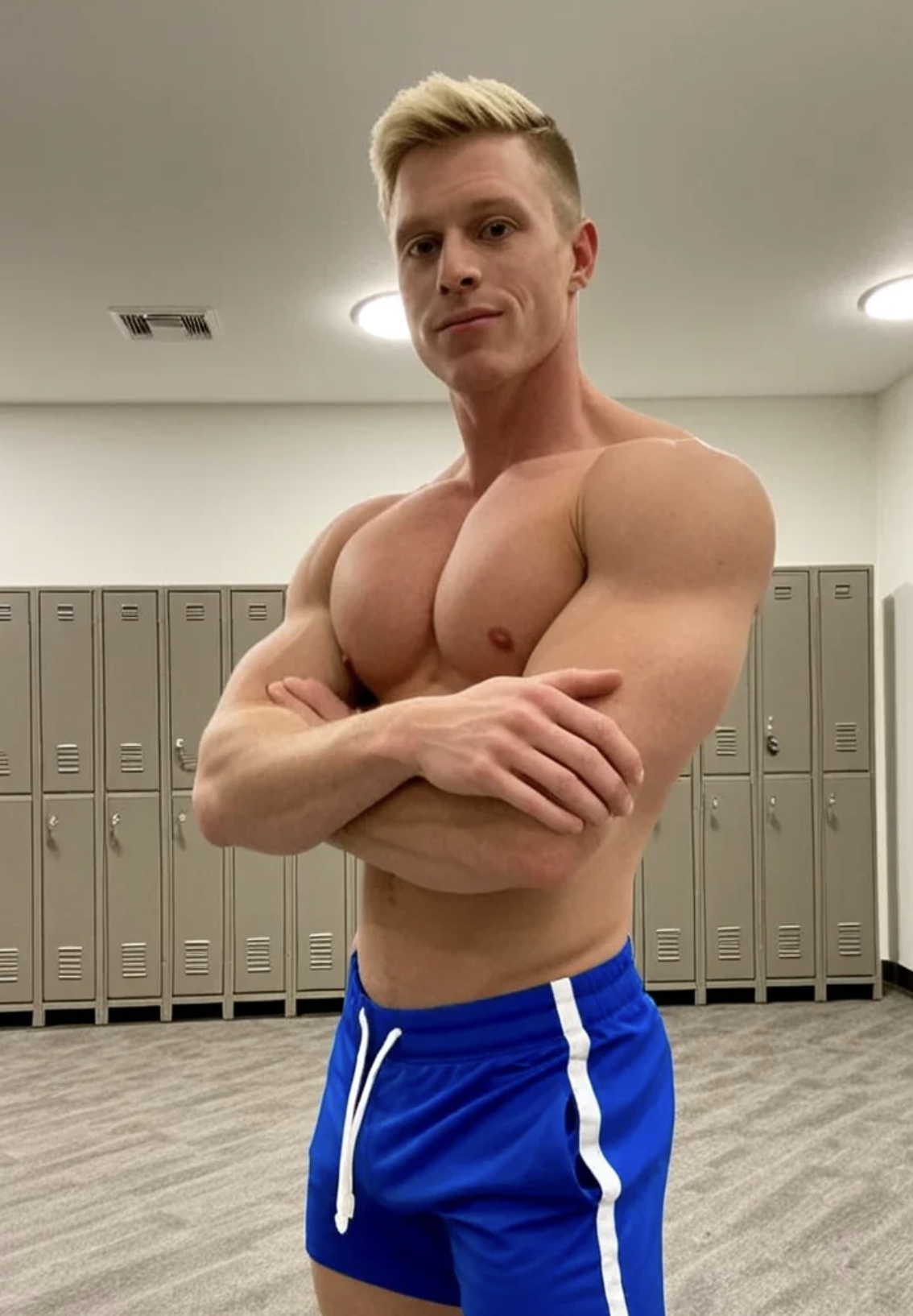 Blond athletic gay AI character